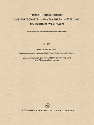 cover image of Untersuchungen zur Holzabfallverwertung und zur Chemie des Lignins